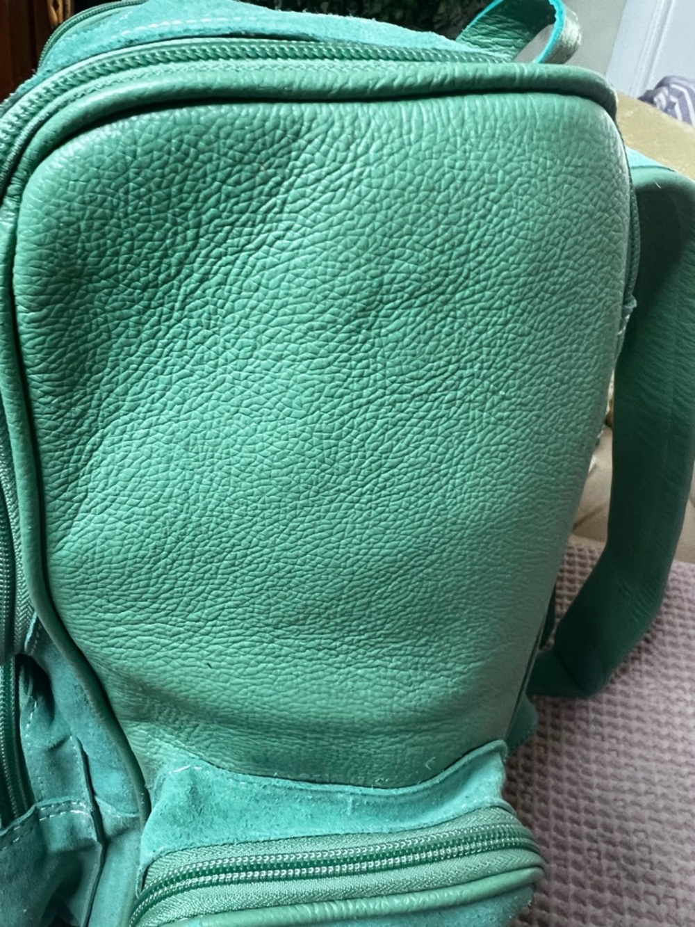 Western Style Turquoise Backpack with White Bootstitch - Picture 5 of 15